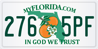 FL license plate 2765PF