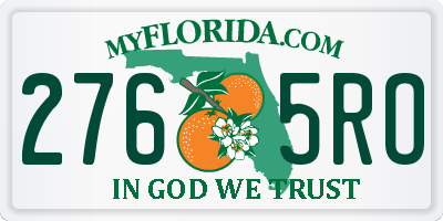 FL license plate 2765RO