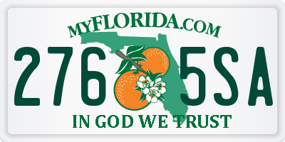 FL license plate 2765SA