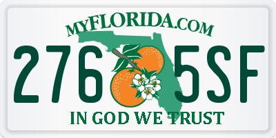 FL license plate 2765SF