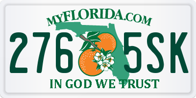 FL license plate 2765SK