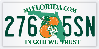 FL license plate 2765SN