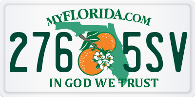 FL license plate 2765SV