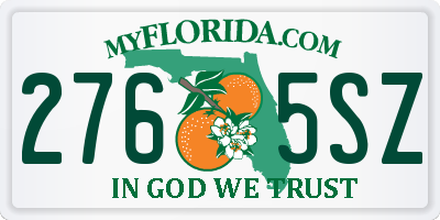 FL license plate 2765SZ