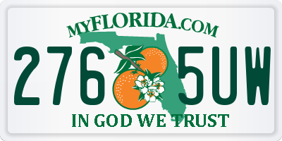 FL license plate 2765UW