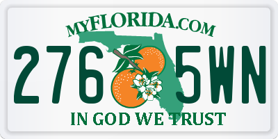 FL license plate 2765WN