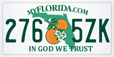FL license plate 2765ZK