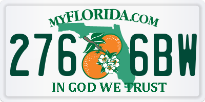 FL license plate 2766BW