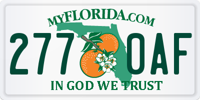 FL license plate 2770AF