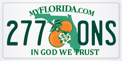 FL license plate 2770NS