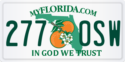 FL license plate 2770SW