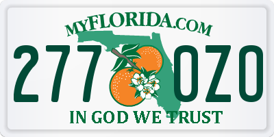 FL license plate 2770ZO