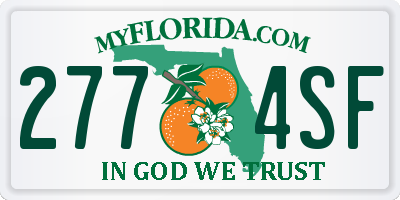 FL license plate 2774SF