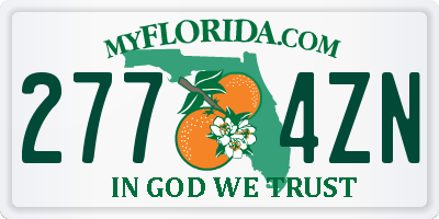 FL license plate 2774ZN