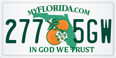 FL license plate 2775GW