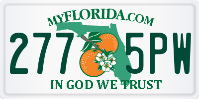 FL license plate 2775PW