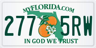 FL license plate 2775RW