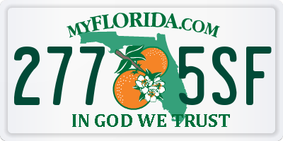 FL license plate 2775SF