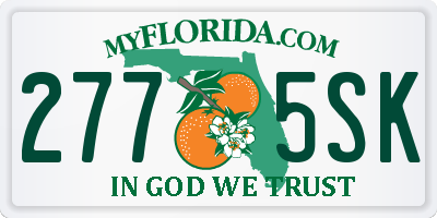 FL license plate 2775SK