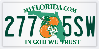 FL license plate 2775SW