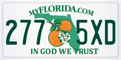 FL license plate 2775XD