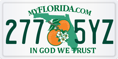 FL license plate 2775YZ