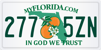 FL license plate 2775ZN