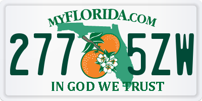 FL license plate 2775ZW