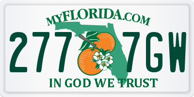 FL license plate 2777GW