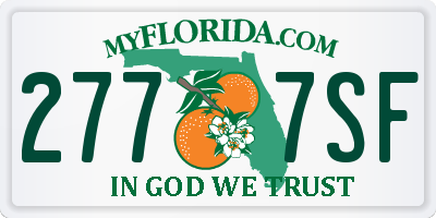 FL license plate 2777SF
