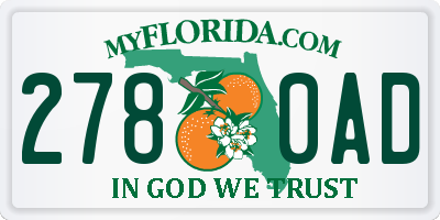 FL license plate 2780AD