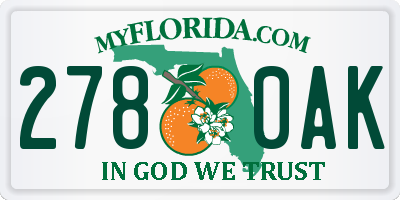 FL license plate 2780AK