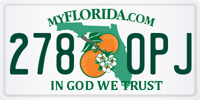 FL license plate 2780PJ