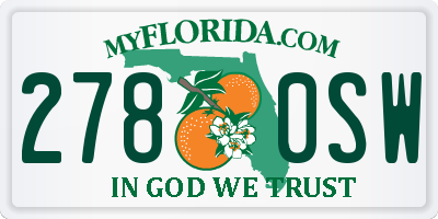 FL license plate 2780SW
