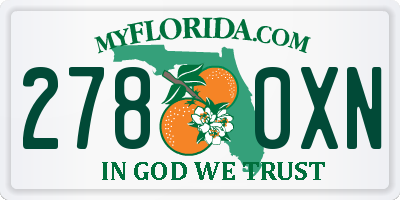 FL license plate 2780XN