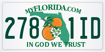 FL license plate 2781ID