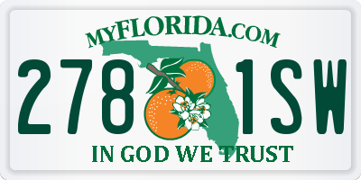 FL license plate 2781SW