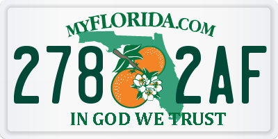FL license plate 2782AF