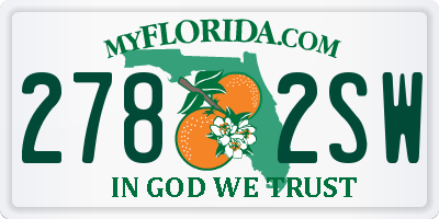 FL license plate 2782SW