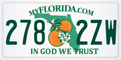 FL license plate 2782ZW