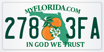 FL license plate 2783FA