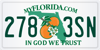 FL license plate 2783SN