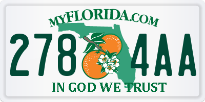 FL license plate 2784AA