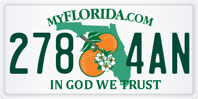 FL license plate 2784AN