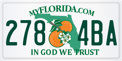 FL license plate 2784BA