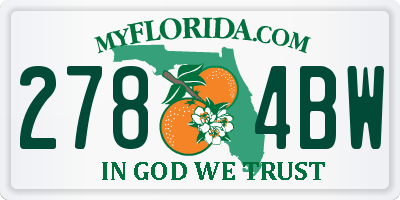 FL license plate 2784BW