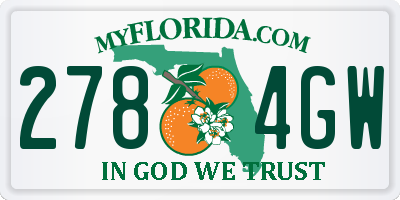 FL license plate 2784GW