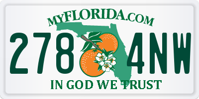 FL license plate 2784NW
