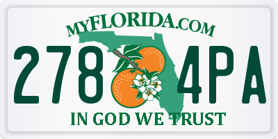 FL license plate 2784PA