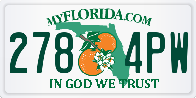 FL license plate 2784PW